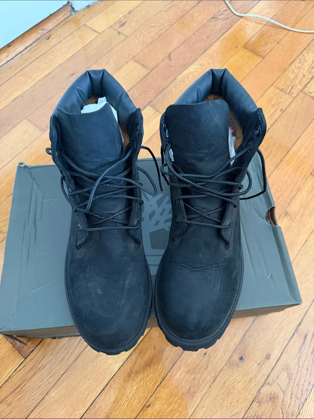 Timberland Men's Black Lace-Up Nubuck Work Boots
